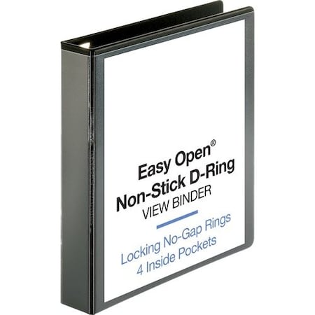 Business Source View Binder, Locking D-Ring, 1-1/2in Capacity, Letter, Black BSN26958